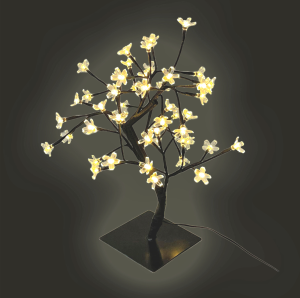 Alberino ciliegio decorativo h. 42cm,con 48 LED Bianco Caldo, Alimentatore Incluso, Non Prolungabile, Uso Interno
