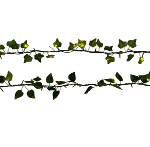 Ghirlanda foglie 2m con 40 LED Bianco Caldo, Luce fissa, IP44, Alimentatore Incluso, Prolungabile, Uso Interno ed Esterno