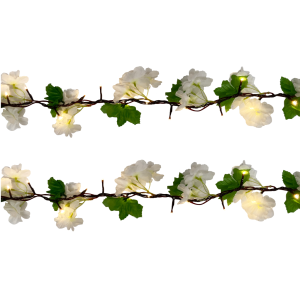 Ghirlanda sakura bianco 2,4m con 50 LED Bianco Caldo, Luce fissa, IP44, Alimentatore Incluso, Prolungabile, Uso Interno ed Esterno