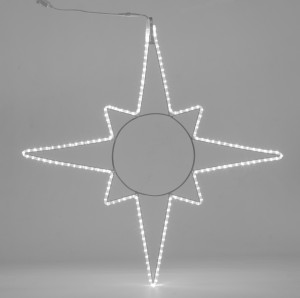Stella 8 punte Tubo a Led Flexineon, Bianco Freddo, Luce fissa, L. 120 x H. 120 cm