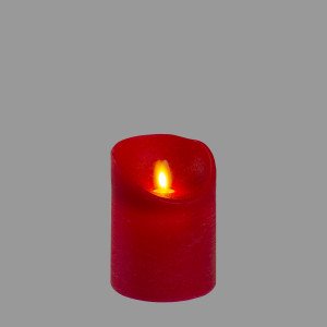 Candela alta 10 cm Rustic Rossa con effetto fiamma in movimento, LED bianco caldo