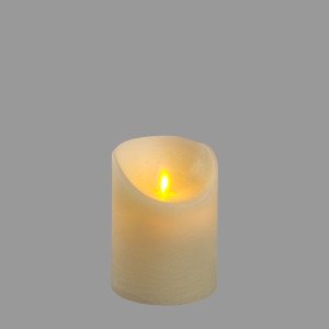 Candela alta 10 cm Rustic Avorio con fiamma LED bianco caldo
