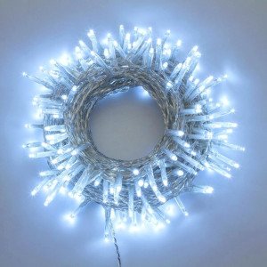 Catena 25 m, 500 LED Bianco Freddo, Cavo Trasparente, Non prolungabile