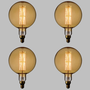 Confezione 4 Lampade LED con estetica vintage Maxi Globo 8W E27 Vetro Oro Dimmerabile
