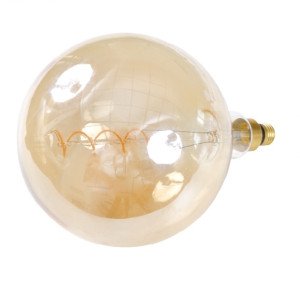 Lampadina decorativa a LED tipo globo 5W colore oro passo E27 – Risparmio Energetico, colore Bianco Caldo soffuso 2200K, 250 Lumen, durata 15.000 ore, classe A.