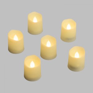 Set 6 candele avorio, h 4,5 cm, led bianco caldo effetto fiamma