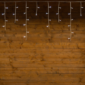 Stalattite 10,8 x 0,6 metri con cavo bianco, 255 LED bianco freddo, 8 giochi di luce