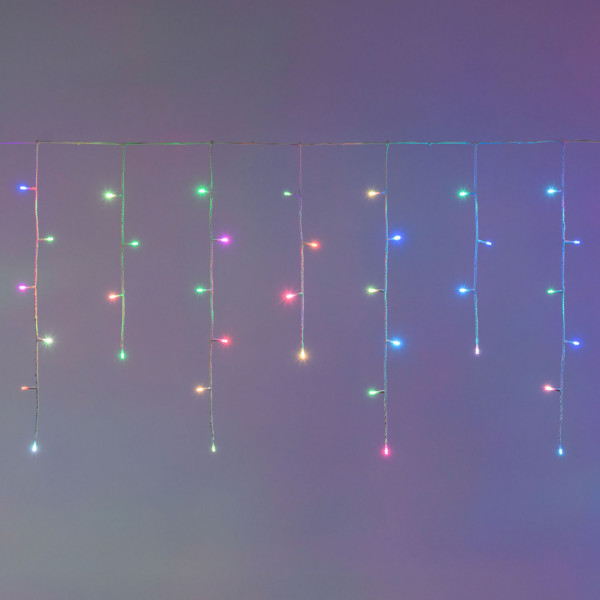 Stalattite 6 x 0,6 metri con Cavo Bianco, 180 LED Crazy RGB Multicolor, Giochi di Luce Automatici
