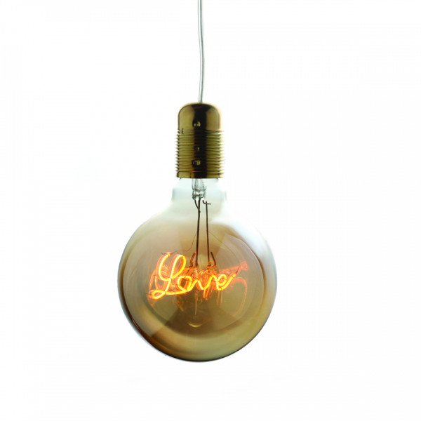 Lampada LED Dimmerabile 5W Effetto Love, Colore Caldo con vetro Ambrato 